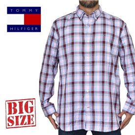 大きいサイズ メンズ TOMMY HILFIGER トミーヒルフィガー 長袖シャツ ワンポイント チェック柄 ボタンダウン XL XXL あす楽