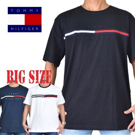 大きいサイズ メンズ TOMMY HILFIGER トミーヒルフィガー ロゴ 刺繍 半袖Tシャツ XL XXL TINO