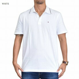 大きいサイズ メンズ トミーヒルフィガー TOMMY HILFIGER 半袖 ポロシャツ ワンポイント刺繍 ネイビー ブルー 青 白 ホワイト XL