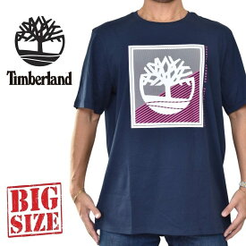 大きいサイズ メンズ Timberland ティンバーランド 半袖 Tシャツ バックプリント ツリーボックスロゴ ネイビー REGULAR FIT USAモデル XXL [M便 1/1]