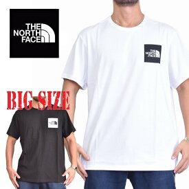 大きいサイズ メンズ ノースフェイス 半袖 ボックスロゴプリント Tシャツ EUライン ヨーロッパ 海外モデル 黒 白 THE NORTH FACE S/S FINE TEE XL XXL