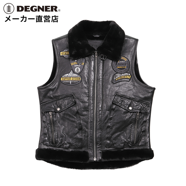 デグナー DEGNER レザーベスト V-18 ブラック バイク 本革 ベスト シンプル ボア | デグナー通販（レザージャケット）