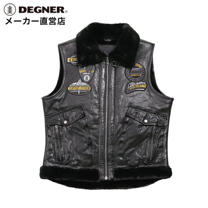 楽天市場】デグナー DEGNER レザーベスト V-18 ブラック バイク 本革 