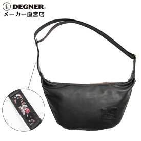 デグナー DEGNER 和柄 レザーボディバッグ W-105K 京桜 ブラック 本革 ボディバッグ