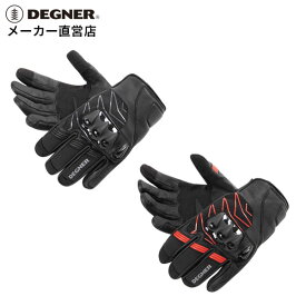 デグナー メンズ ウィンタースポーツグローブ WG-45 ブラック-グレー/レッド M/L/XL やぎ革 スマホ対応 プロテクター付 バイク ツーリング 防寒