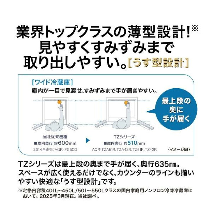 楽天市場】AQUA アクア 512L 4ドア冷蔵庫 TZシリーズ AQR-TZ51R(T 