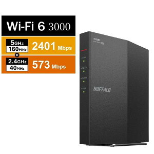 BUFFALO �o�b�t�@���[ ����LAN�e�@ 11ax/ac/n/a/g/b 2401+573Mbps WSR-3000AX4L �u���b�N WSR3000AX4L (�[���ڈ�1-2�T��)
