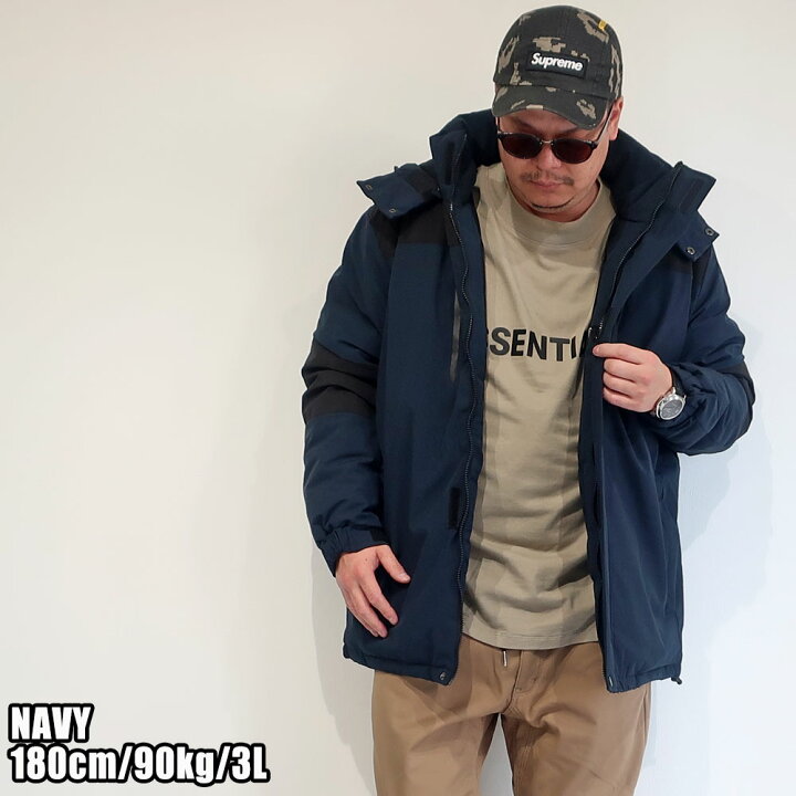 楽天市場 切り替えデザイン メンズ 大きいサイズ ダウンジャケット アウター 中綿 3l 4l 5l Xxl Xxxl 黒 紺 ブラック ネイビー ベージュ カーキ アウター ダウンコート フード カジュアル おしゃれ オススメ 防寒 防風 撥水 暖か 通勤 通学 大人 30代 40代 50代