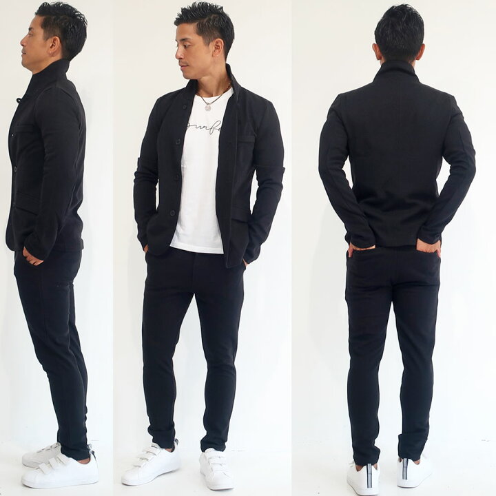 楽天市場 マラソン期間ポイントアップ 割引クーポン配布中 ゴルフ ジャケット セットアップ カジュアル スーツ メンズ おしゃれ スウェット 上下 パンツ M L Xl 黒 紺 ブラック グレー 新作 おしゃれ おすすめ 大人 30代 40代 50代 上下セット きれいめ スエット 在宅