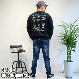 大きいサイズ GENUINE Dickies ディッキーズ 裏起毛 バックプリント トレーナー メンズ スウェット 2L 3L 4L 5L 抗ピリング加工 刺繍 プリント ワンポイント ロゴ 長袖 オーバーサイズ ビックシルエット レディース ユニセックス ペア オススメ 春 秋 冬 10001661