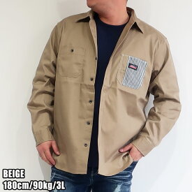 メンズ 大きいサイズ シャツ ブランド Dickies ディッキーズ ワークシャツ ストライプ ヒッコリー 3L 4L 5L XXL XXXL ブラック ベージュ グリーン 長袖 カジュアル ツイル 胸ポケット ストリート系 アメカジ 大人 30代 40代 50代