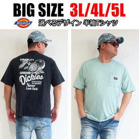 メンズ 大きいサイズ ブランド Dickies ディッキーズ Tシャツ 半袖 3L 4L 5L グリーン ブルー グレー ブラック オーバーサイズ ビックシルエット プリント ワンポイント プリント レディース ユニセックス ペア オススメ 春 秋 冬