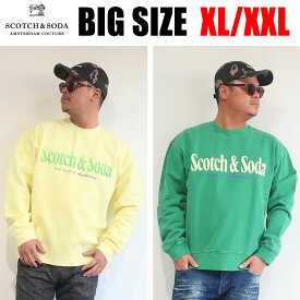 SCOTCH＆SODA 大きいサイズ メンズ ブランド レディース ブランド スウェット トレーナー ユニセックス XL XXL 2L 3L レッド イエロー グリーン ロゴ プリント 秋 冬 春 大人 30代 40代 50代 282-53819 Garment-dyed graphic sweater