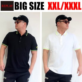 REPLAY リプレイ ポロシャツ メンズ 大きいサイズ Tシャツ ブランド 半袖 国内正規品 XL XXL XXXL 2L 3L 4L ブラック ホワイト 正規代理店商品 カットソー 大人 30代 40代 50代 M6510.20623
