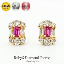 楽天市場】スクエア ピアス（種類（宝石）ルビー）の通販 