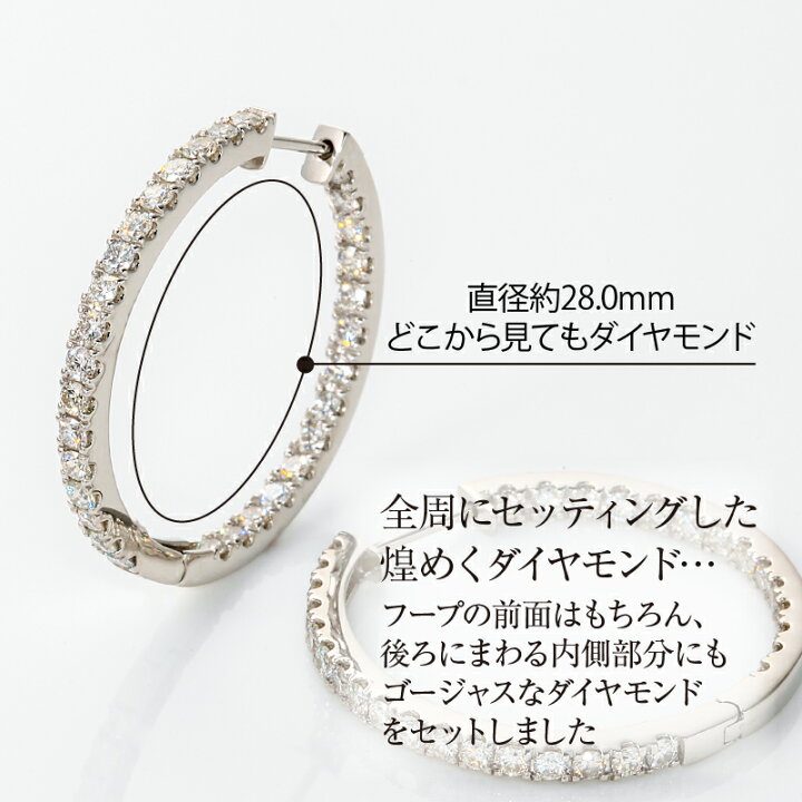 楽天市場】Deliciae 中折れ フープピアス pt900 天然ダイヤモンド 