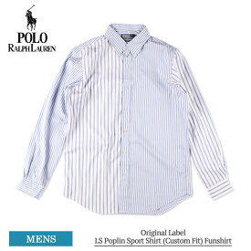 ポロ ラルフ ローレン Polo Ralph Lauren 710901684 メンズ 長袖シャツ ボタンダウンシャツ ロングスリーブシャツ カジュアルシャツ パッチワークシャツ ストライプ ブルー ホワイト