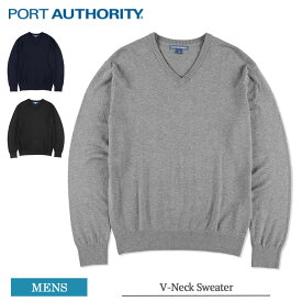 ポートオーソリティ PORT AUTHORITY セーター Vネックセーター メンズ SW285 V-Neck Sweater Vネック 無地 オフィス カジュアル ヘザーグレー ネイビー ブラック ワークウェア 作業服 防寒 秋冬 春 ビジネス スーツ 職場