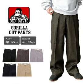 BEN DAVIS GORILLA CUT ベンデイビス ゴリラカット ワークパンツ 極太ストレート メンズ ブラック カーキ チャコール ブラックデニム インディゴデニム ロゴ 定番 チノパン 作業着 カジュアル