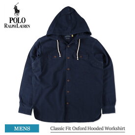 ポロ ラルフ ローレン Polo Ralph Lauren 710909893 Classic Fit Oxford Hooded Workshirt メンズ 長袖シャツ フード付き ポケットシャツ ロングスリーブシャツ カジュアルシャツ フード付きワークシャツ インディゴ ブルー