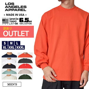 �󂠂�_���T���[���X�A�p���� t�V���c LOS ANGELES APPAREL 1807GD 6.5oz L/S Garment Dye T-Shirt �����Y ����T ����T �����O�X���[�u TEE �����OT�V���c �N���[�l�b�N ���n ���X�A�p �A�����J�� MADE IN USA_�ԕi