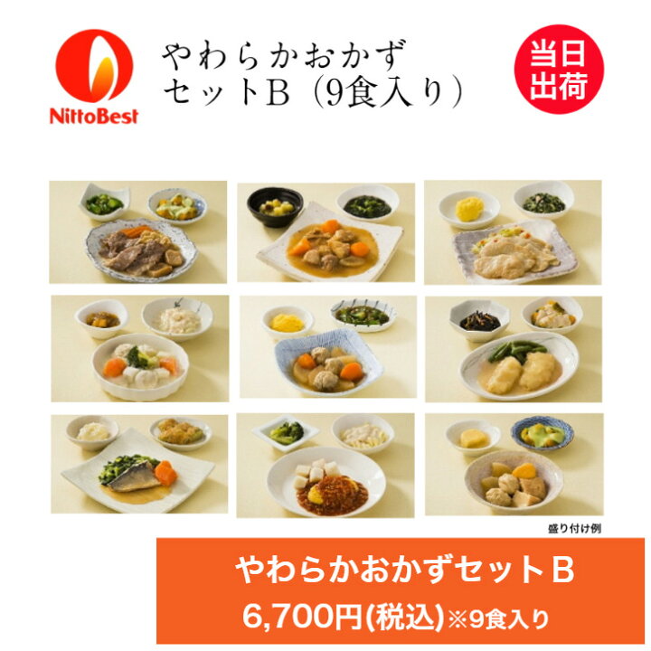 楽天市場 介護食 やわらかおかずセットｂ 9食入り当日発送 冷凍弁当 冷凍食品 冷凍 やわらかい食事 ミキサー食 刻み食 ペースト食 ホスピタグルメ 惣菜 送料無料 日東ベスト デリキューブ楽天市場店