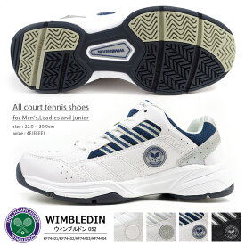 【全品ポイント5倍】ランニングシューズ メンズ レディース WIMBLEDON ウィンブルドン 052 KF74401/KF74402/KF74403/KF74404 ジュニア 運動靴 オールコート対応モデル 軽量 4E 外反母趾 ソフトテニス 部活動 作業履き 白スニーカー テニスシューズ