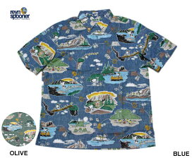 アロハシャツ レインスプーナー Reynspooner ピーナッツ スヌーピー ビーグルスカウト BEAGLE SCOUTS 50TH ANNIVERSARY メンズ 半袖 ハワイ ブランド 裏生地 リバースプリント ボタンダウン フルオープン アメカジ