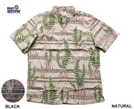 Reynspooner レインスプーナー アロハシャツ FERN TAPA タパ メンズ 半袖 ハワイ ブランド 裏生地 リバースプリント ボタンダウン フルオープン アメカジ