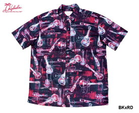 アロハシャツ KAHALA カハラ KOALOHA 'UKULELE コアロハ ウクレレ ハワイ製 メンズ 半袖 ハワイ ブランド フルオープン