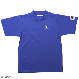 【Disney】ミッキーマウス/ワンポイント/モックネックTシャツ S M L ゴルフ スポーツウェア ブルー ブラック 黒 青 小さいサイズ 大きいサイズ 春夏