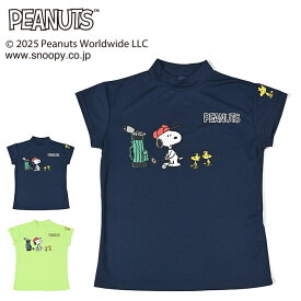 アウトレット セール品 7884 DELSOLxPEANUTS スヌーピーコラボ 半袖モックネックシャツ ゴルフウェア レディース 春 夏 吸水 速乾 大きいサイズ 伸縮性 ストレッチ モックネック デルソル ゴルフ M L LL 3L トップス 春夏 スヌーピートップス ゆったり 女子