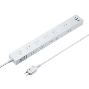 �T�����T�v���C ���^�b�v 10���{USB-A�{Type-C�iPD20W�j�z���C�g�E2m TAP-SP2110NUC-2W ��������