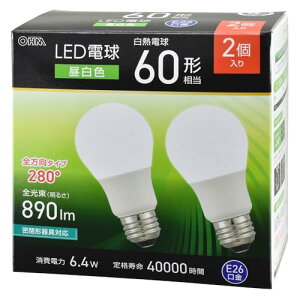 �I�[��(OHM)�I�[���d�@ LED�d�� E26 60�`���� �����F 2�� LDA6N-G AG59 2P 06-5467 ��������