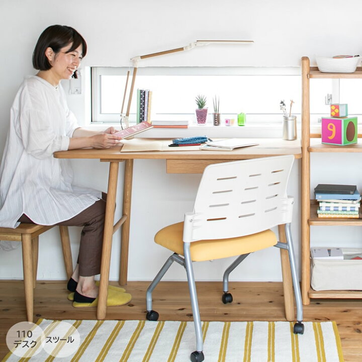 楽天市場】デスク 木製 W110cm 幅110cm オーク無垢材 オーク材 デスク 