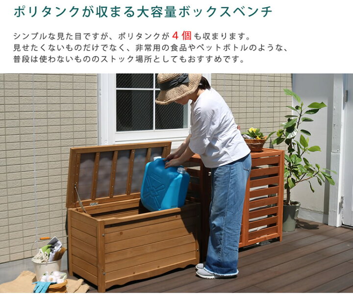 楽天市場】天然木 ボックスベンチM 幅86 ガーデン収納庫付ベンチ 