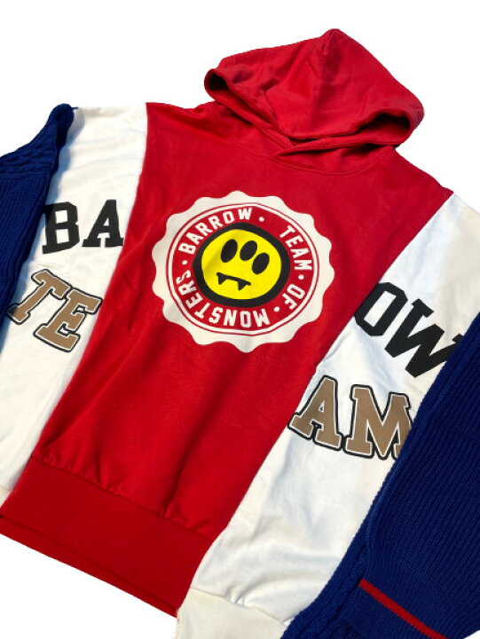 楽天市場】【BARROW / バロー】col:040 HOODIE UNISEX 異素材切り替え 