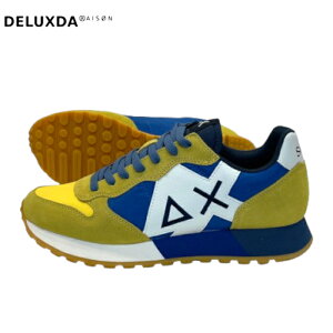 【SUN68 / サンシックスティーエイト】【JAI BASIC / ジャキベーシック】 △× スニーカー ブランドロゴ イエロー × ブルー × ホワイト イタリアシューズブランド レザー スエード ナイロン メン