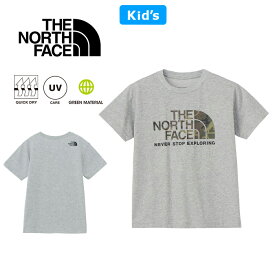 THE NORTH FACE ザ・ノース・フェイス NTJ32359 S/S CAMO LOGO TEE【10%OFFセール】ショートスリーブ カモ ロゴ ティー キッズ Tシャツ トップス アウトドア キャンプ ジュニア 男の子 女の子 子供服 UVケア サステナブル 半袖 130～160cm 3カラー 国内正規 2025SS