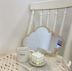 rilmy 壁掛けミラー 卓上ミラー アクリルミラー 雲形ミラー ウェーブミラー 変形ミラー ホワイト 鏡 木製 かわいい おしゃれ 北欧風 子供部屋 リビング 玄関 韓国 インテリア