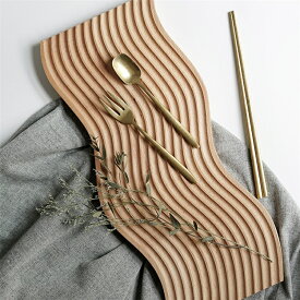 rilmy ウッドプレート ウッドオーナメント お盆 カフェトレー ウェーブ形 波 オブジェ 北欧風 木製 3種セット デザートトレー 木製トレー 木のお皿 おしゃれ 韓国 インテリア