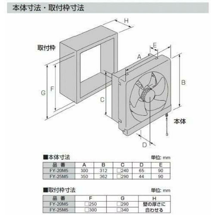 楽天市場】パナソニック FY-25M5 金属製換気扇 連動式シャッター JAN 