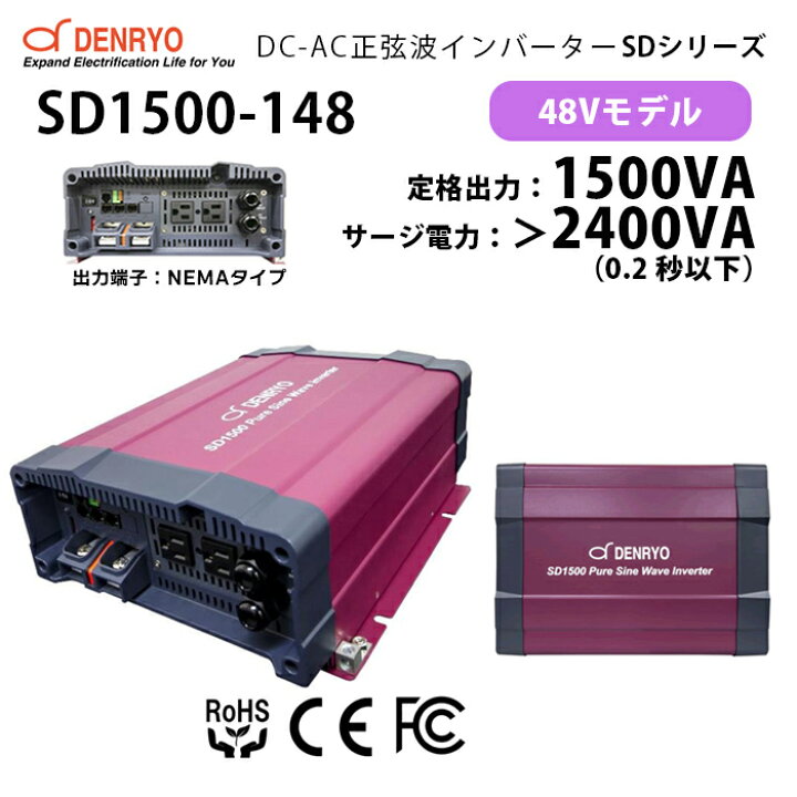 楽天市場】SD1500-148 DC-AC正弦波パワーインバータ 電菱 ( DENRYO  