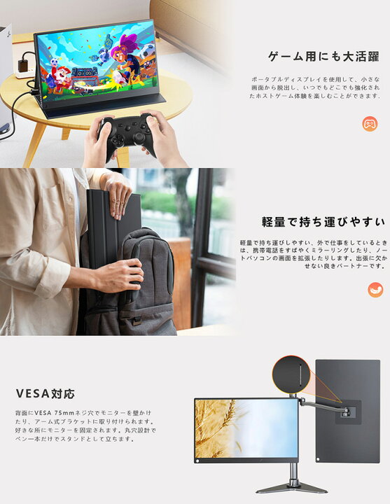 楽天市場】EVICIV モバイルモニター 13.3インチ 超薄型 1080P FHD 1920 