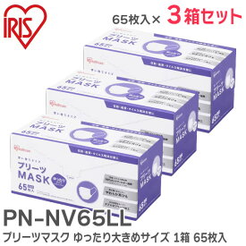 PN-NV65LL 【3箱セット】 プリーツマスク ゆったり大きめサイズ 1箱 65枚入 ホワイト 花粉・飛沫等99%カット 耳にやさしいやわらか耳ひもを採用 アイリスオーヤマ ( IRIS )【 在庫あり 】