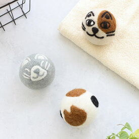 ウールドライヤーボール（3個セット）キャットフレンズ ネコ 猫 洗濯 乾燥機専用 時短 エコ SDGs 天然素材 かわいい 飾り