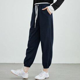 ソリッドカラー ウエスト イージー ジョガー パンツ 女性 レディース メンズライク ユニセックス ボトム ズボン 秋 冬 ワークパンツ ゴム リブ 単色 無地 カジュアル ストリート 楽ちん 部屋着 ワンマイル ルームウエア シンプル