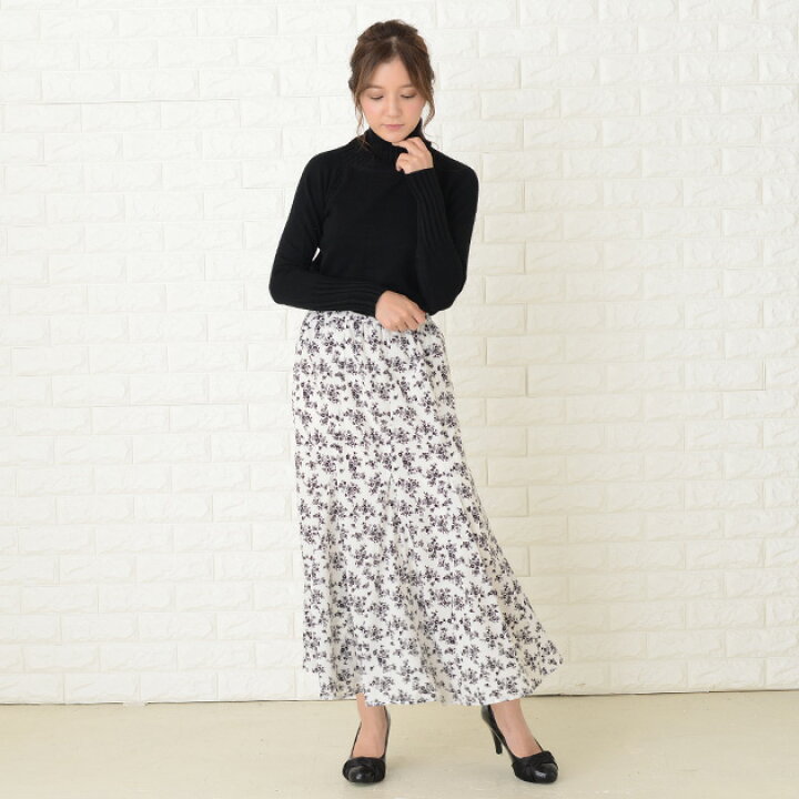 楽天市場 花柄ロングスカート フラワープリント レース スカート きれいめ 小花柄 ロング丈 女子会 デート ブラック Nネイビー ホワイト 代 30代 レディース 春 夏 秋 冬 レースレディース