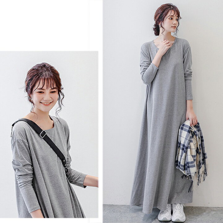 楽天市場 ロングｔシャツワンピース Tシャツワンピ ロングワンピース 無地 レディース 長袖 ゆったり ロング丈 ポケット付き 春 秋 冬 大きいサイズ ルームウェア マタニティ ブラック グレー ネイビー ブラウン ライトグリーン ライトブラウン レースレディース