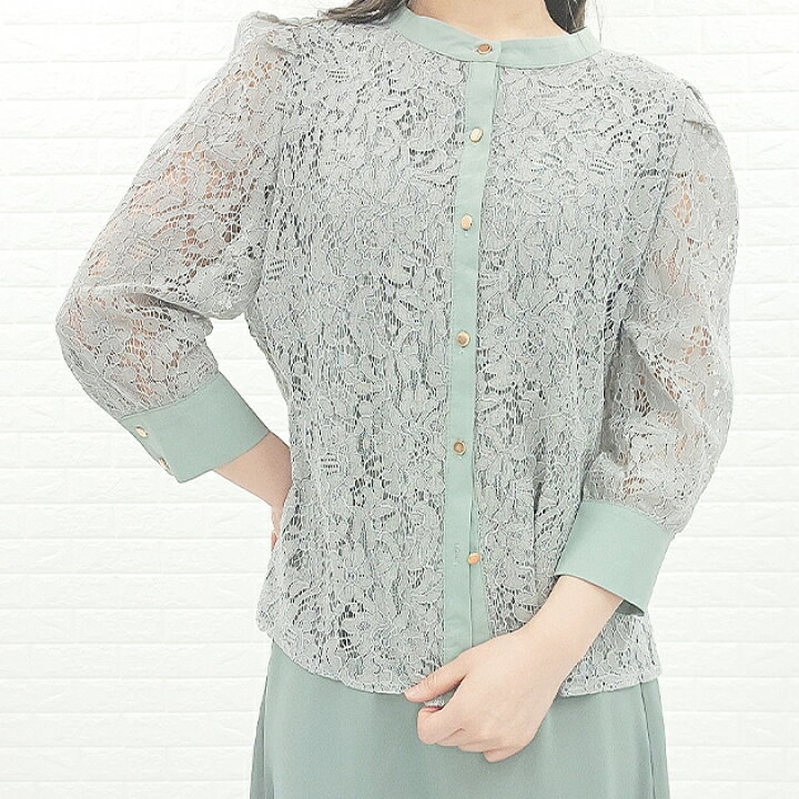 楽天市場 レース ブラウス 七分袖 レディース オフィス カジュアル 春 夏 シースルー袖 長袖 凹凸感のあるレース生地 お呼ばれ 通勤 Ol きれいめ ホワイト 白 ブラック 黒 ミント 花柄 フォーマル トップス 入学式 入園式 卒業式 卒園式 七五三 お受験 結婚式 母 ママ